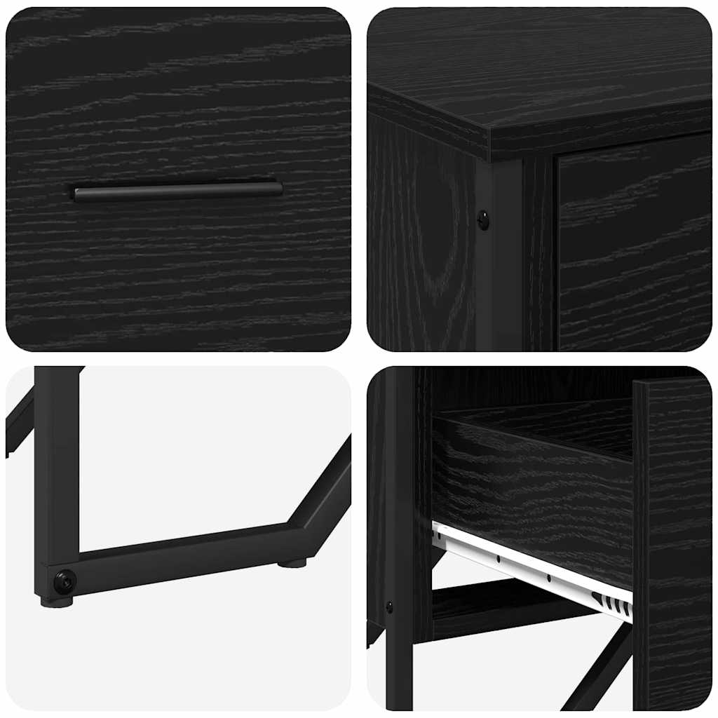 Comodă cu sertare 2 pcs Stejar Negru 91 x 35,5 x 74,5 cm