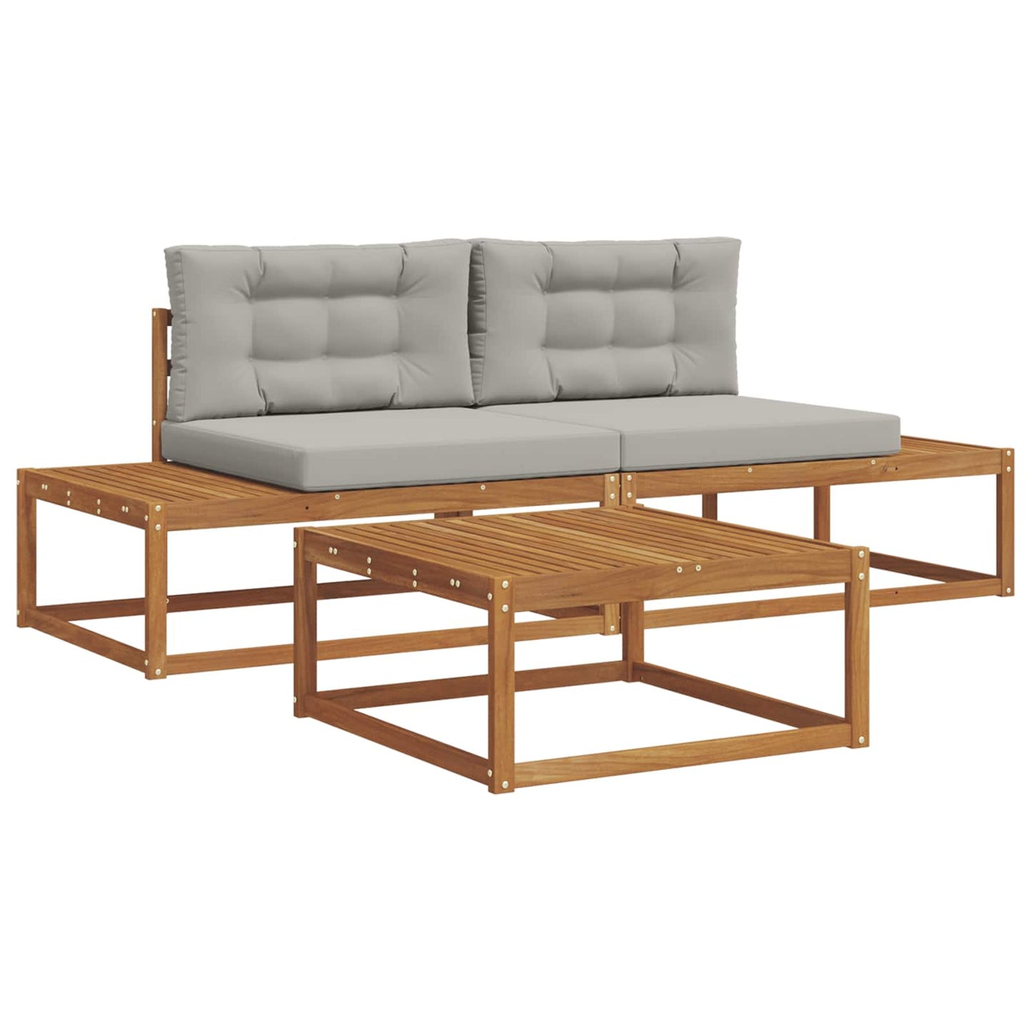 Set de canapele de exterior 3 Bucată Gri natural și deschis