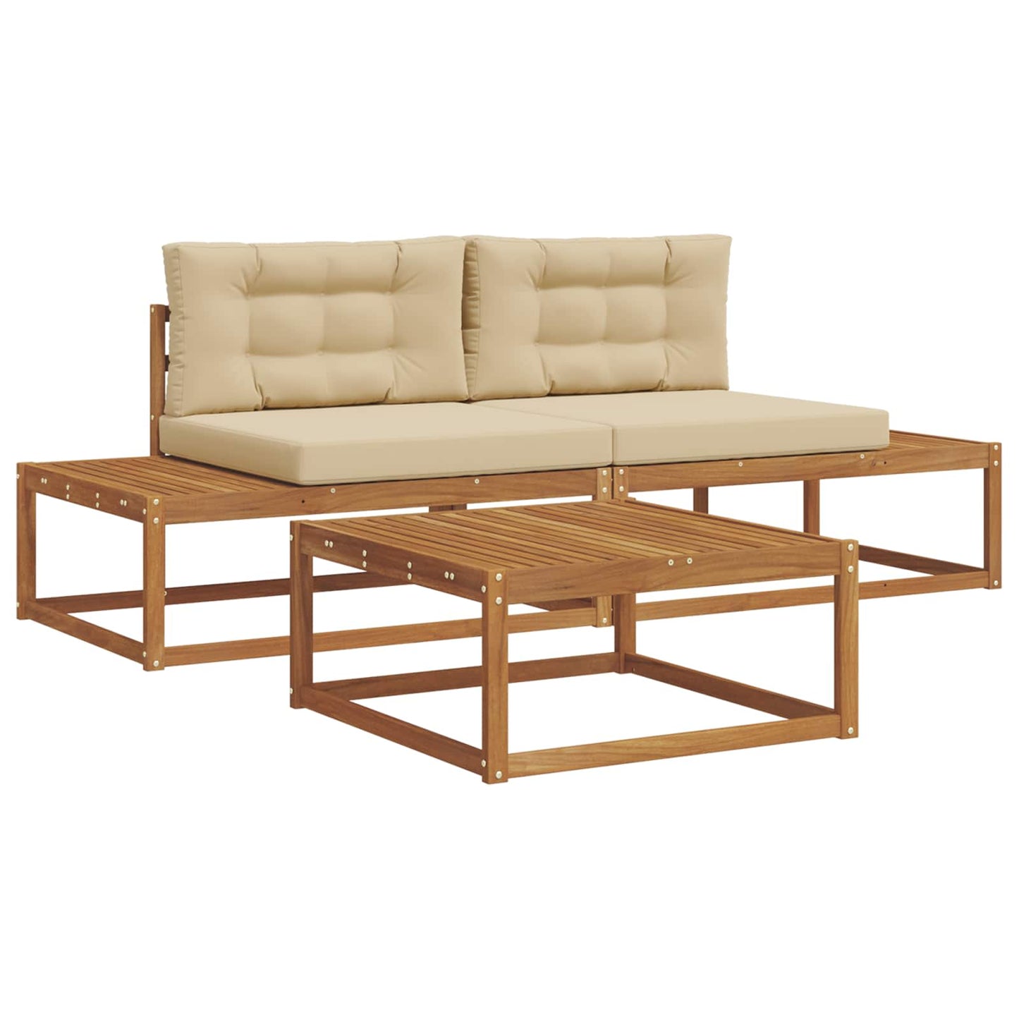 Set de canapele de exterior cu pernă 3 Bucată Natural și Bej