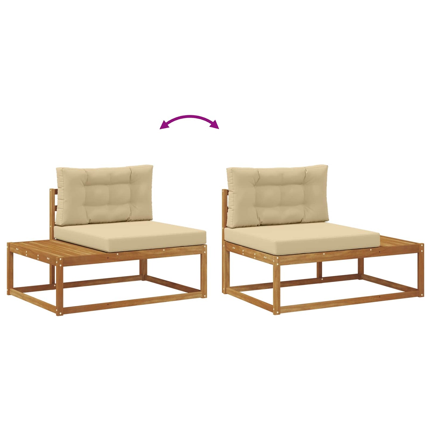 Set de canapele de exterior cu pernă 3 Bucată Natural și Bej