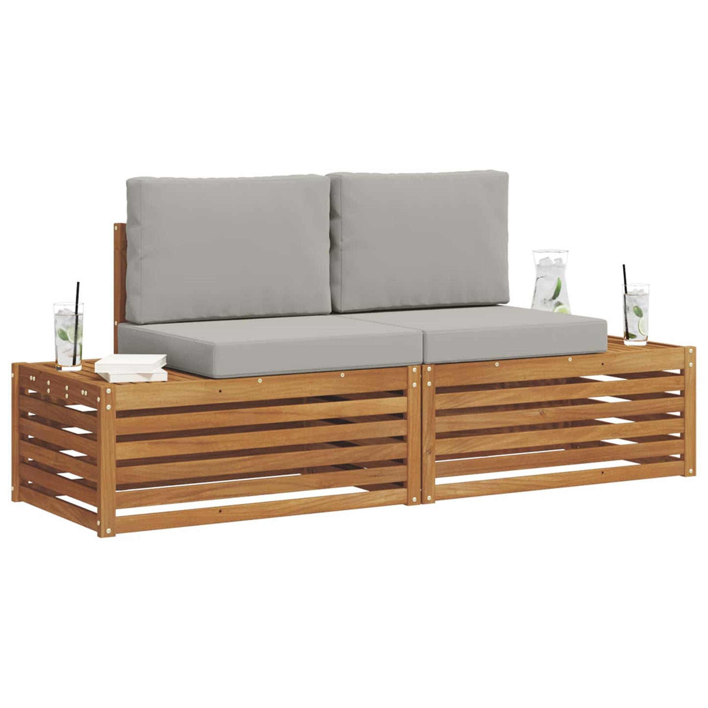 Set de canapele de exterior 2 Bucată Gri natural și deschis