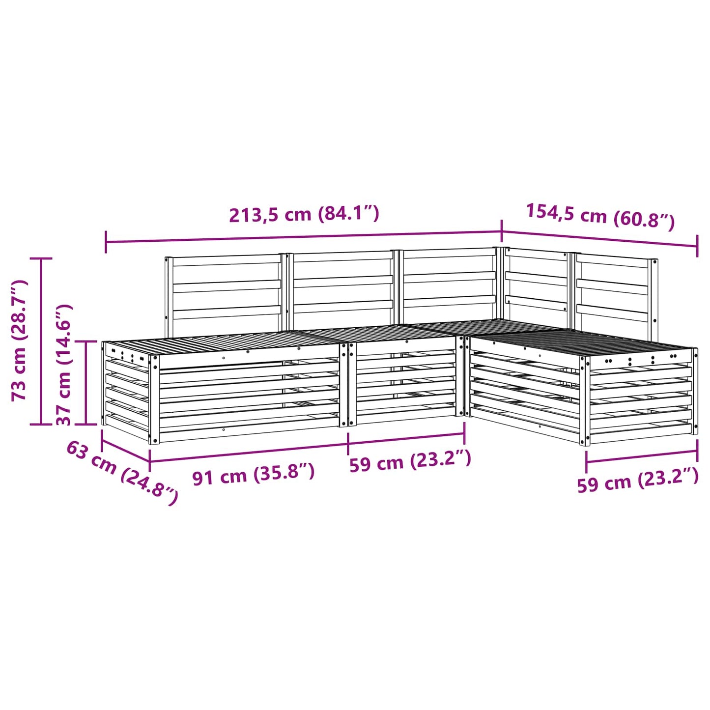 Set de canapele de exterior 4 Bucată natural