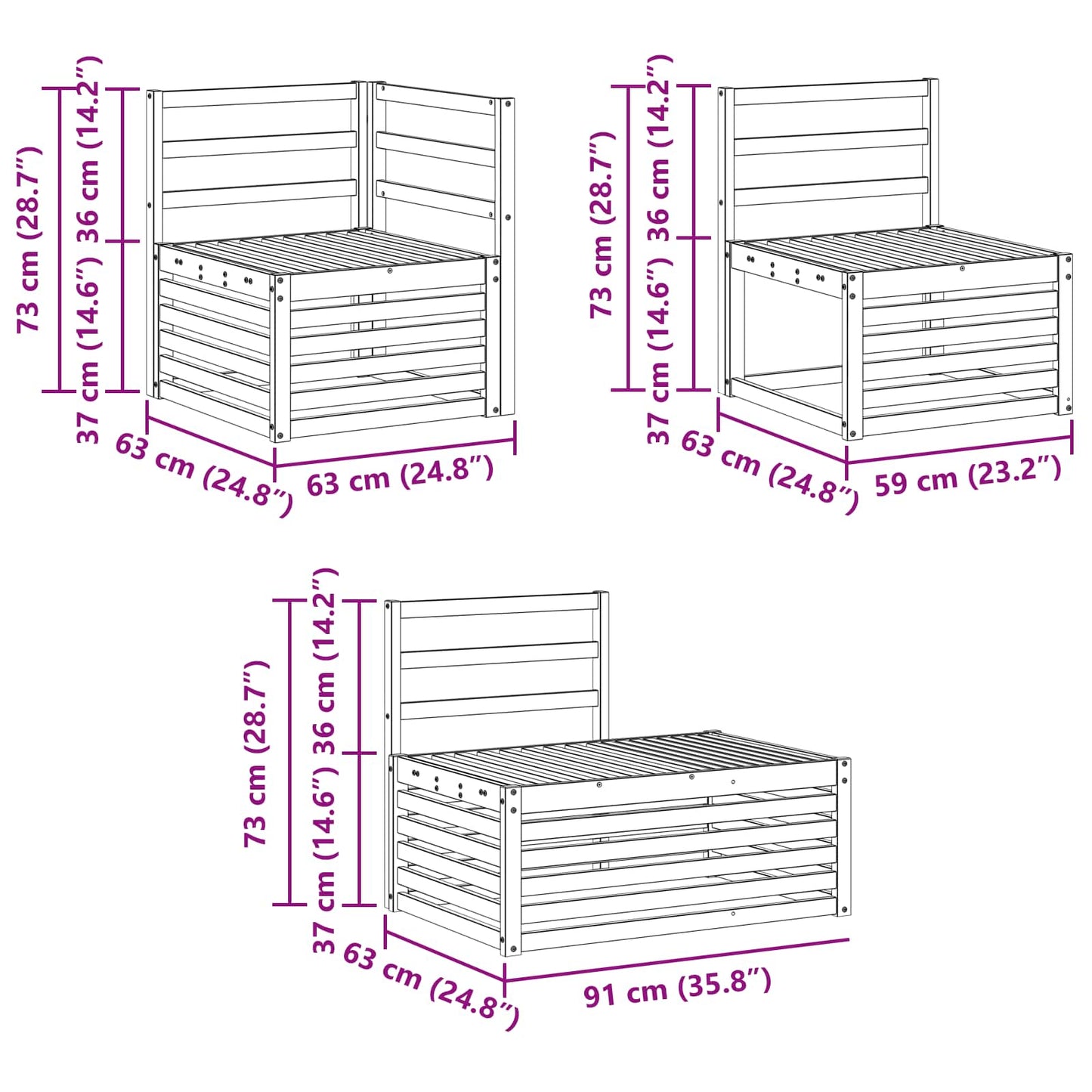 Set de canapele de exterior 6 Bucată natural