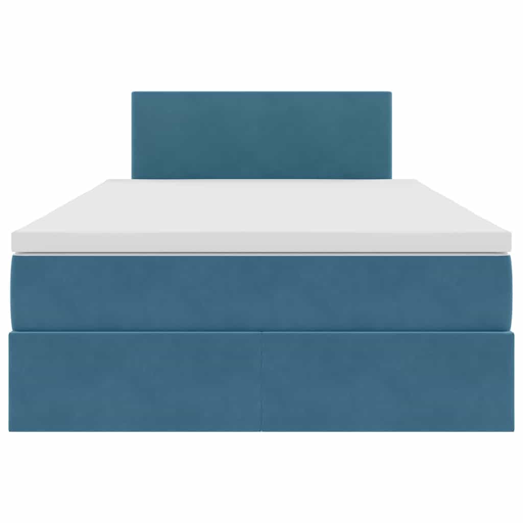 Pat cu storage cu saltea Albastru închis 120 x 200 cm Catifea