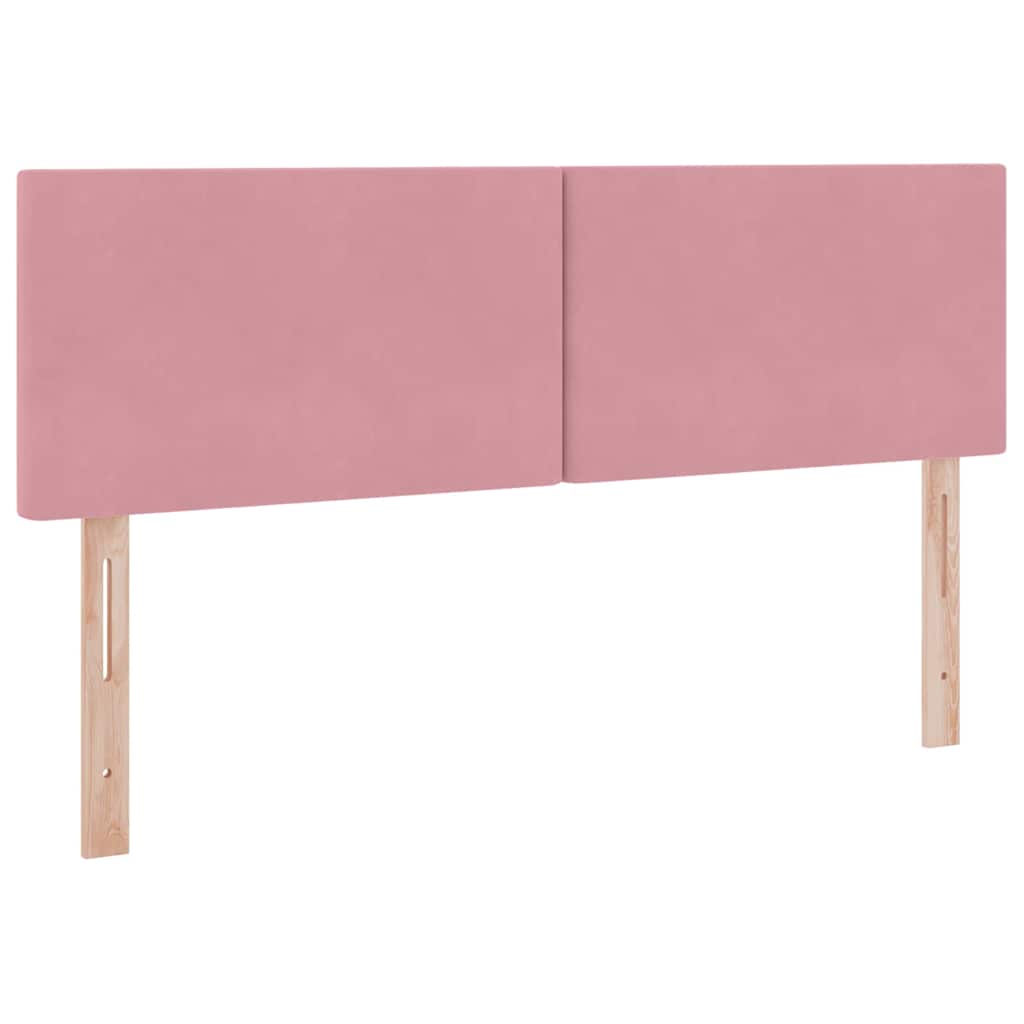 Pat cu storage cu saltea cu headboard Roz 140 x 200 cm Catifea