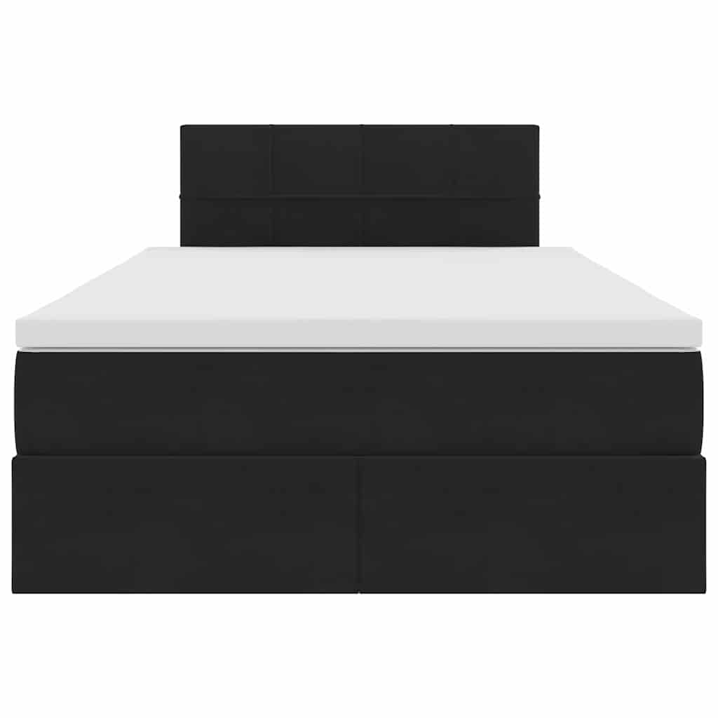 Pat cu storage cu saltea Negru 120 x 190 cm Catifea