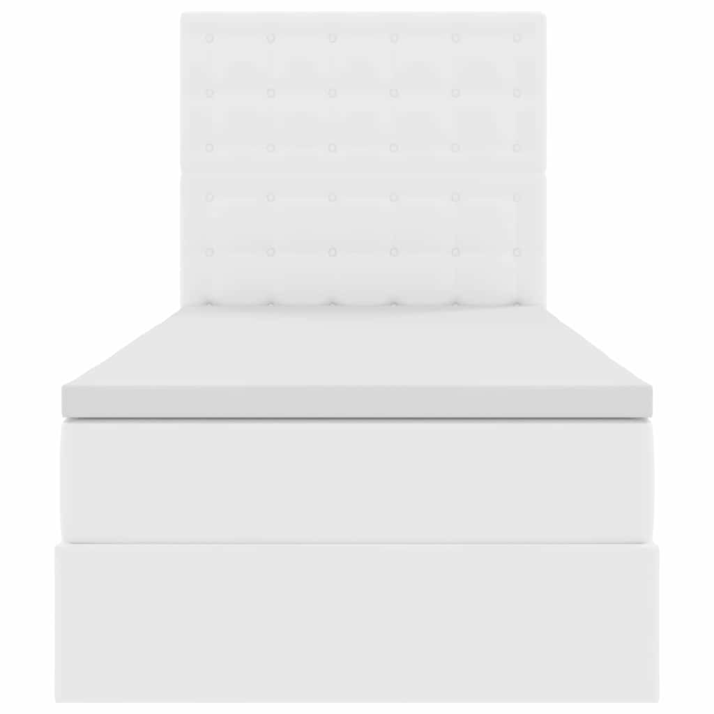 Pat cu storage cu saltea Alb pur 100 x 200 cm Piele artificială