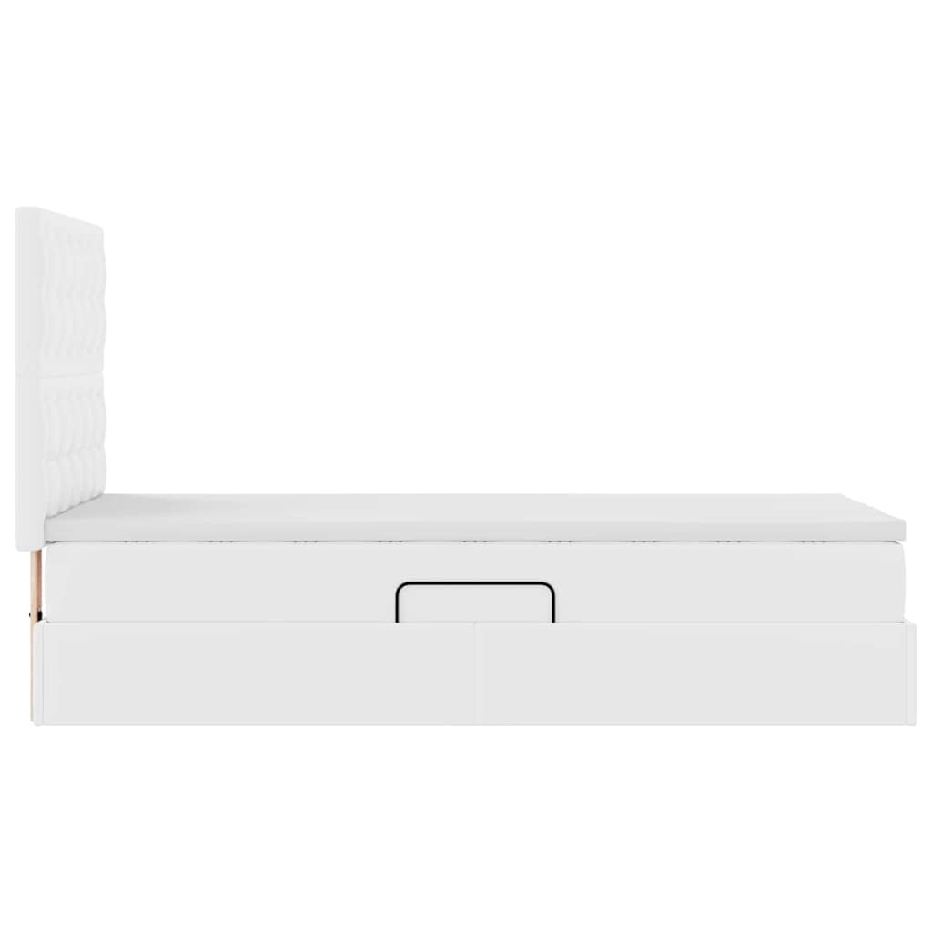 Pat cu storage cu saltea Alb pur 100 x 200 cm Piele artificială