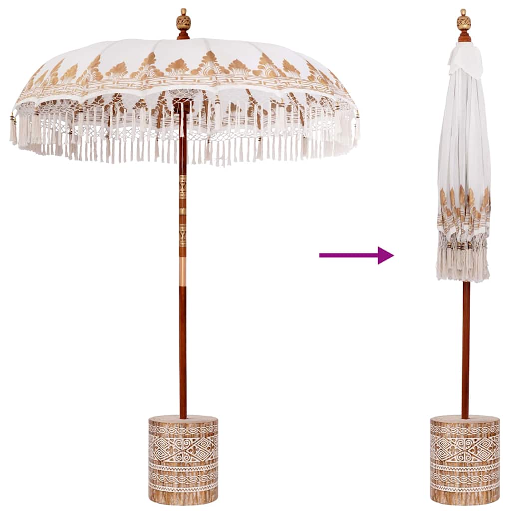 Umbrela balineză cu bază Crem 185 x 185 x 260 cm