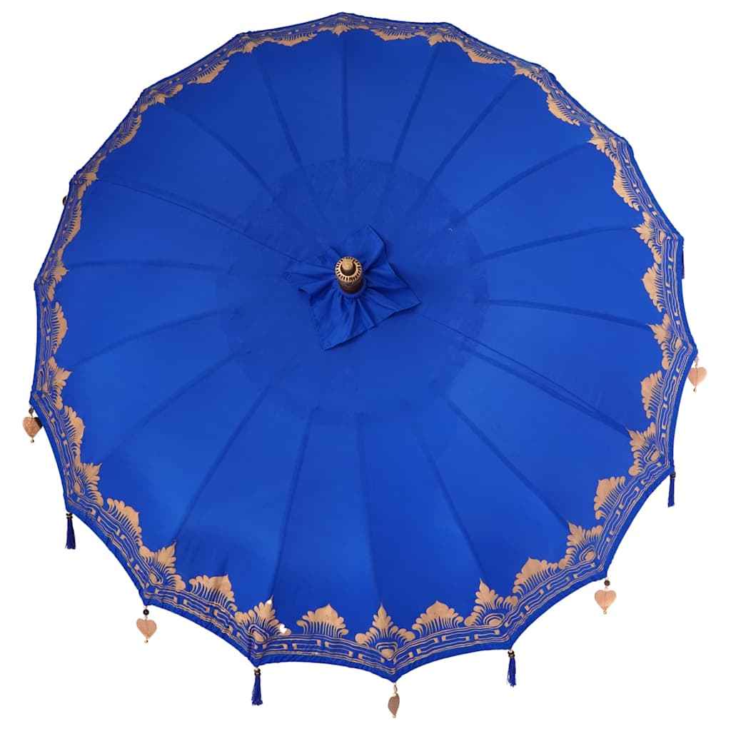 Parasol Balinez 260 albastru 210-220 cm Bumbac și lemn masiv