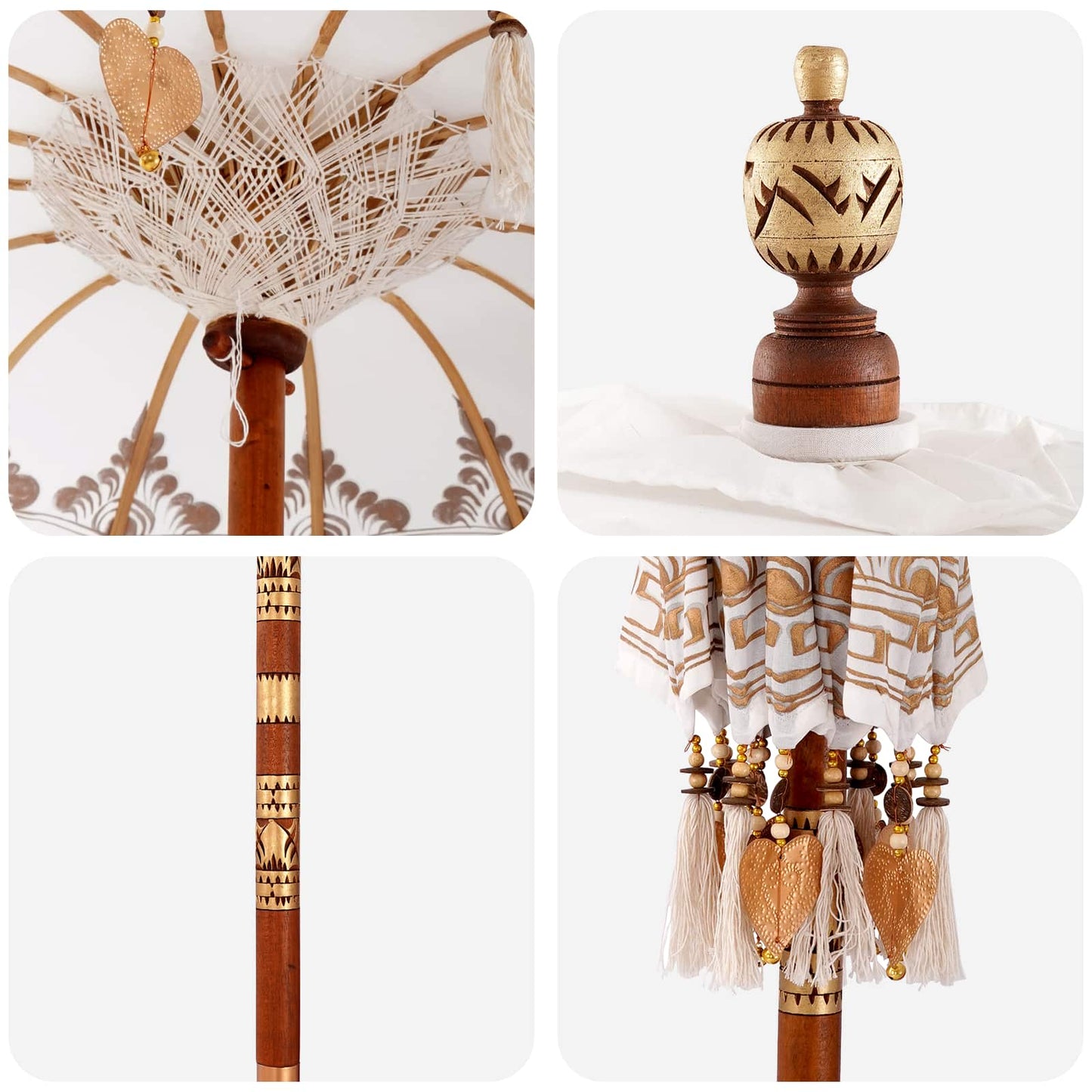 Umbrela balineză cu bază Crem 95 x 95 x 260 cm