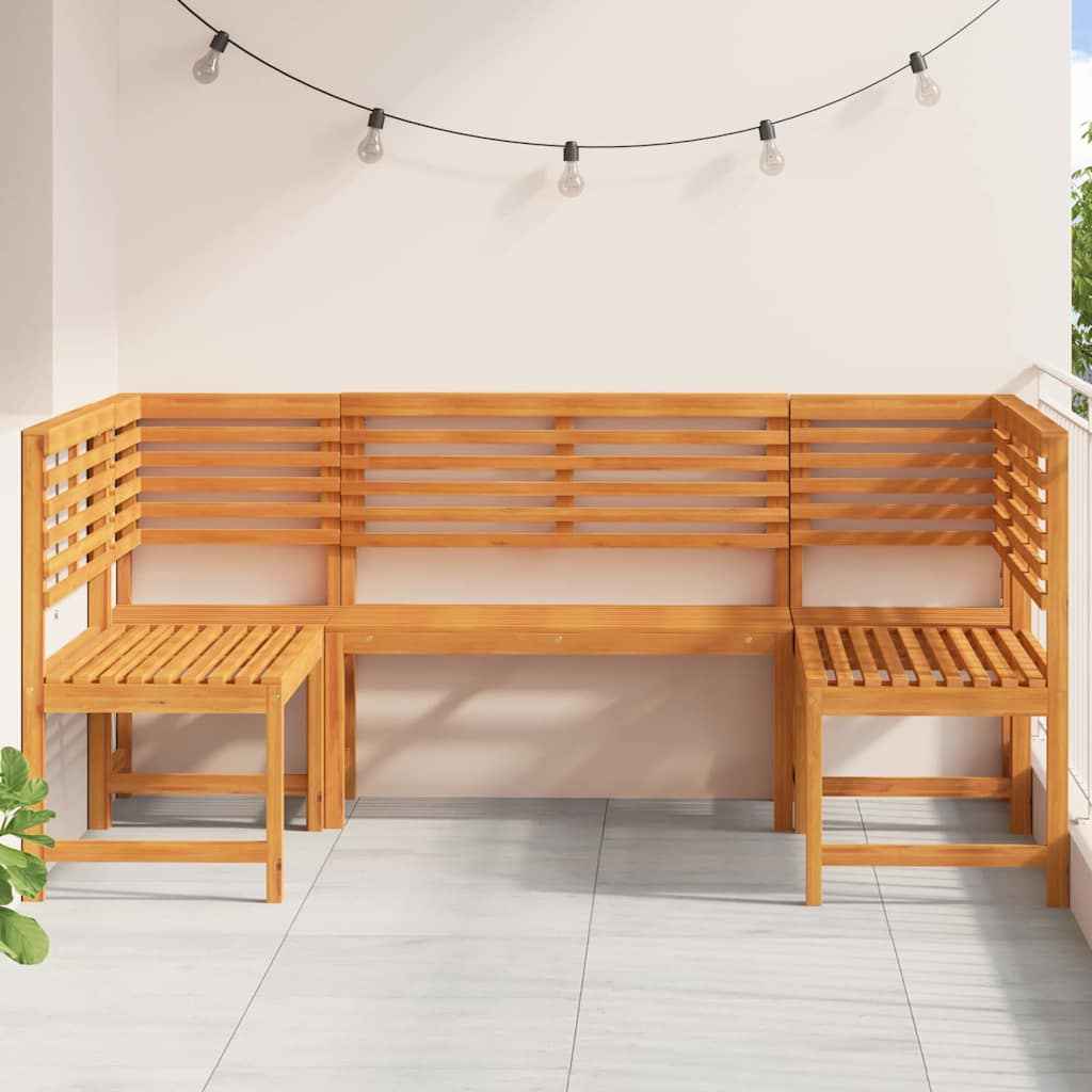 Set de Bănci pentru Grădină 5 pcs Maro Lemn Solid de Acacia