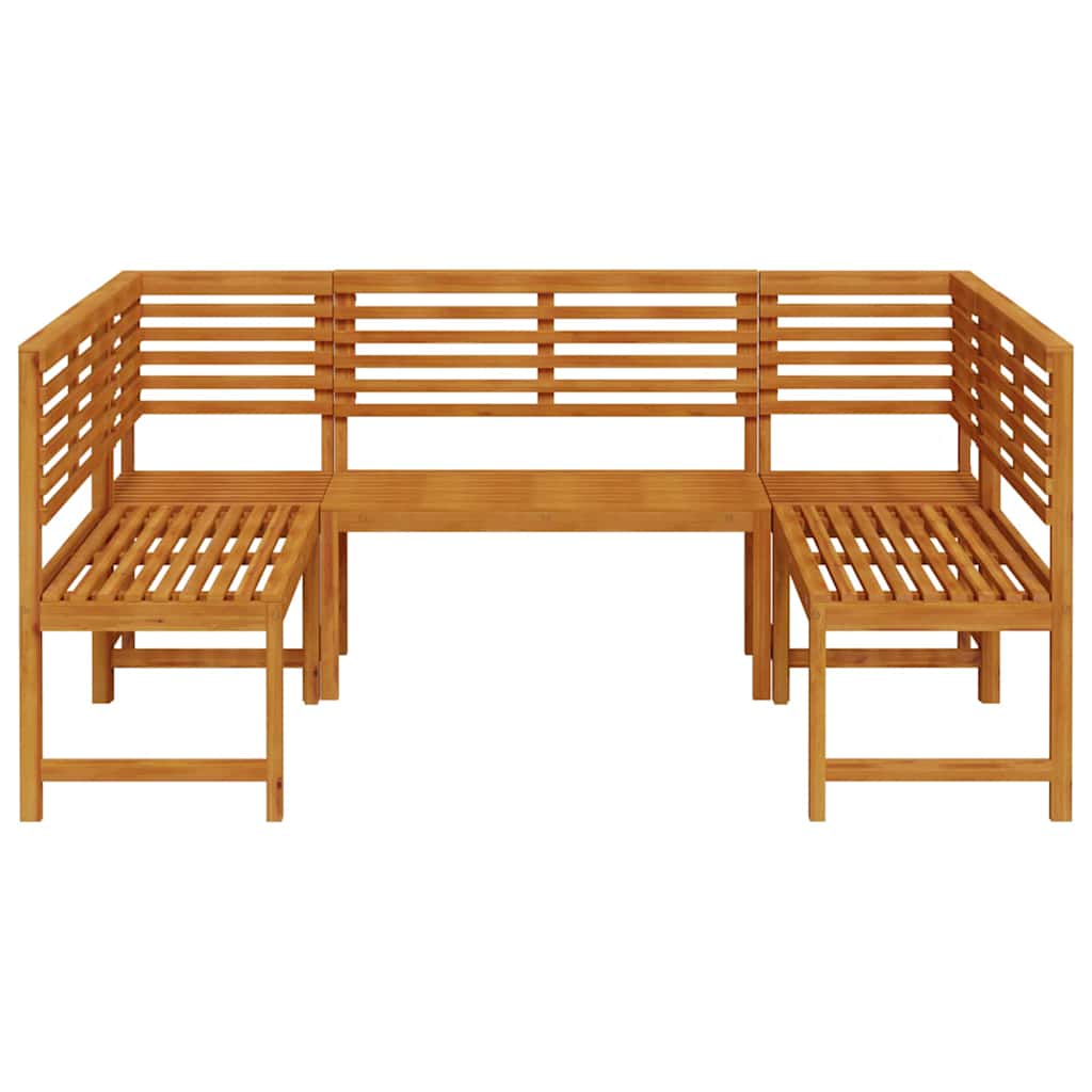 Set de Bănci pentru Grădină 5 pcs Maro Lemn Solid de Acacia