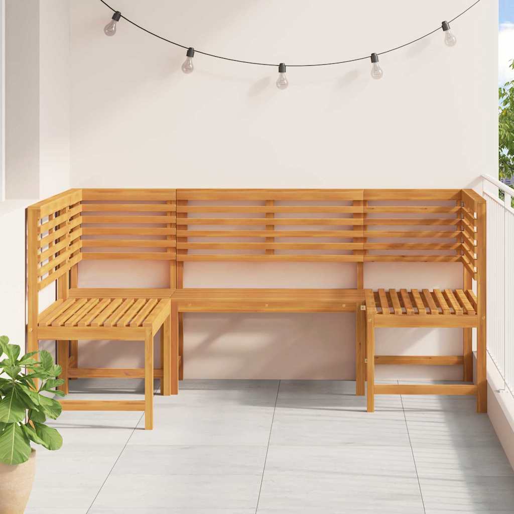 Set de Bănci pentru Grădină 3 pcs Maro Lemn Solid de Acacia
