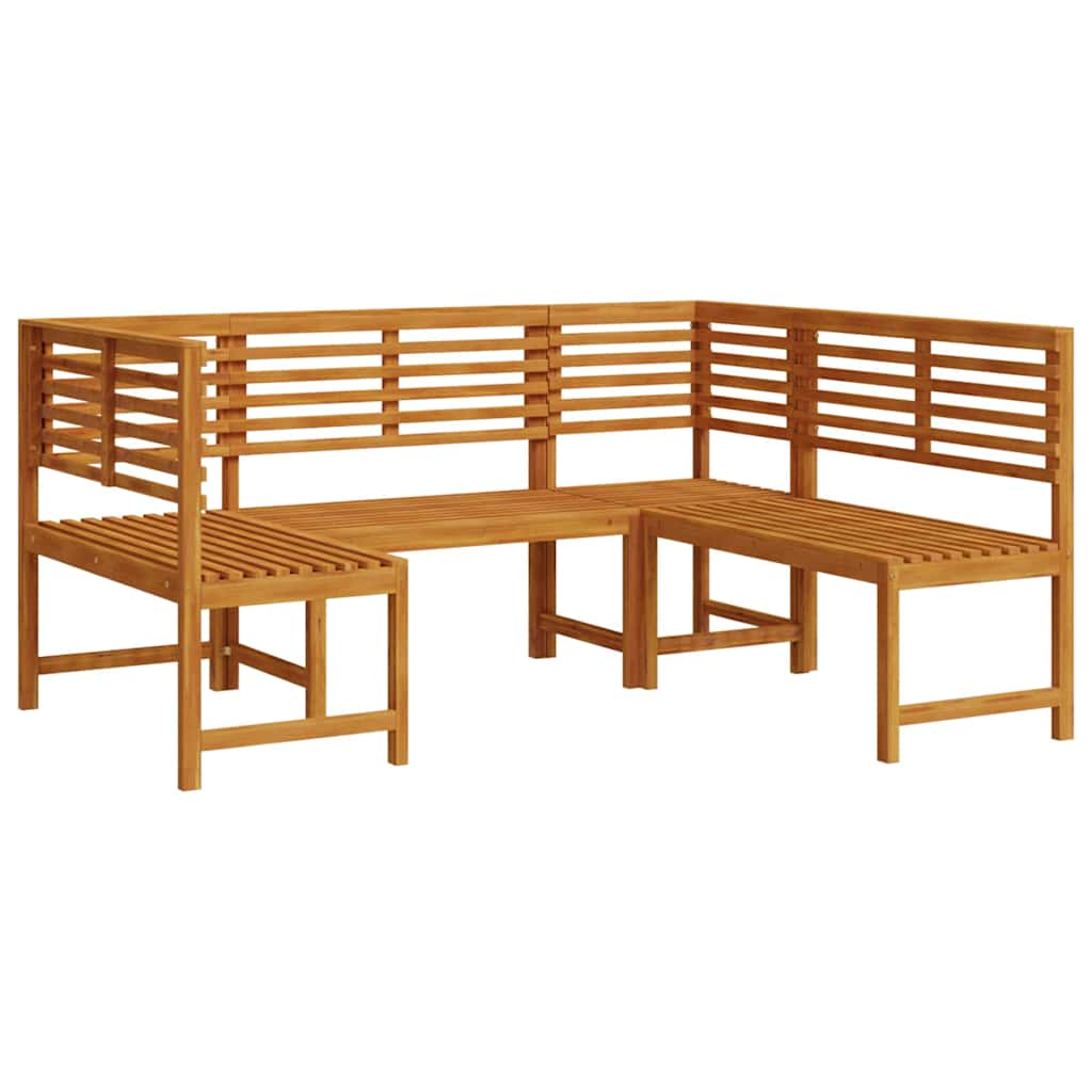 Set de Bănci pentru Grădină 3 pcs Maro Lemn Solid de Acacia