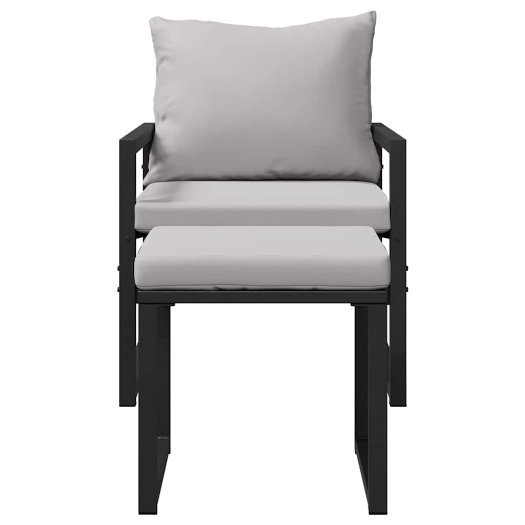 Mobilier de grădină cu pernă 4 pcs Gri deschis Poliester