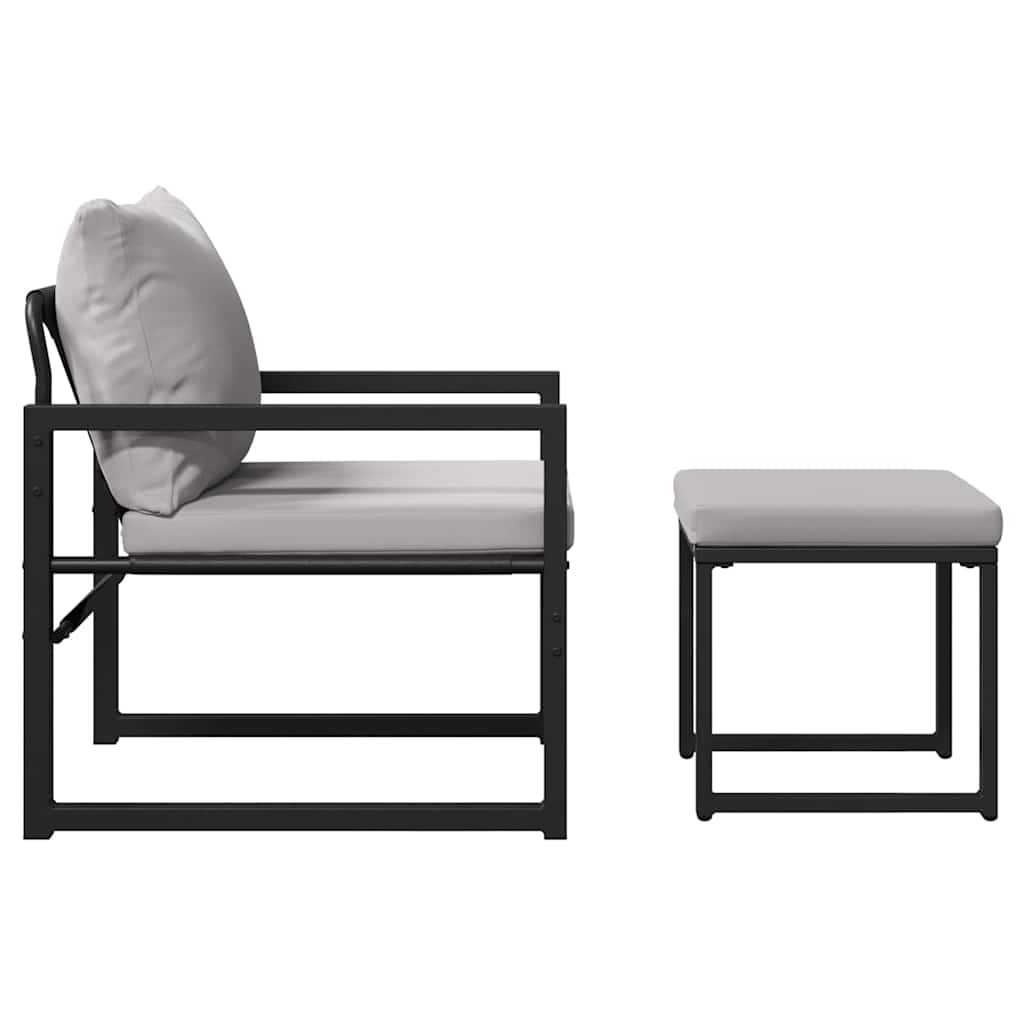 Mobilier de grădină cu pernă 4 pcs Gri deschis Poliester