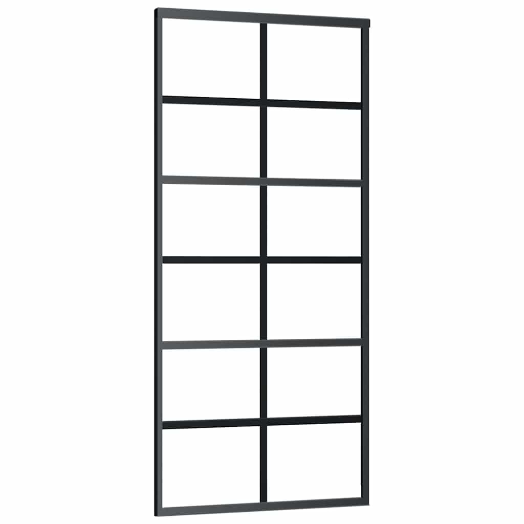 Ușă glisantă cu set de feronerie neagră 90x205 cm Sticlă ESG