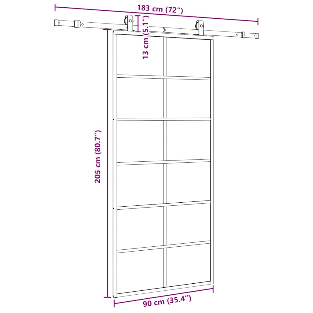 Ușă glisantă cu set de feronerie neagră 90x205 cm Sticlă ESG