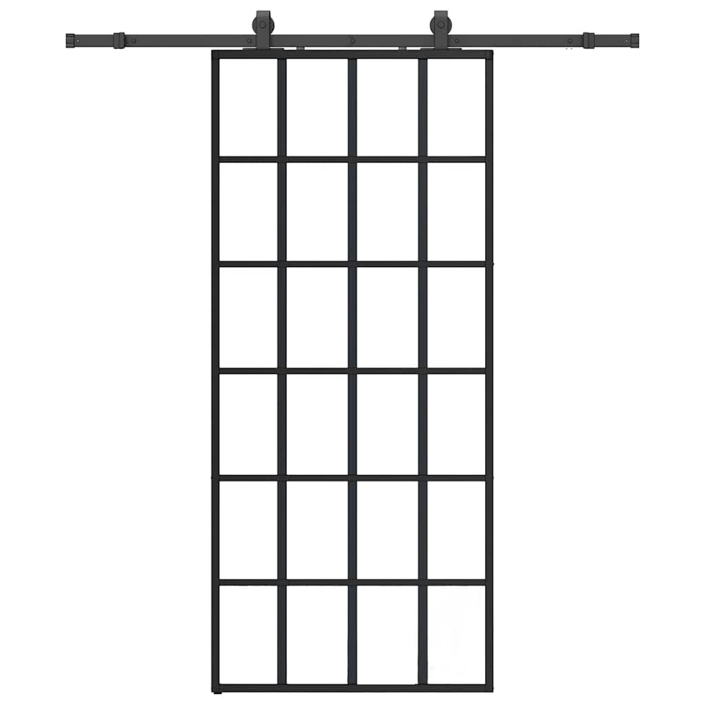 Ușă glisantă cu set de feronerie neagră 90x205 cm Sticlă ESG