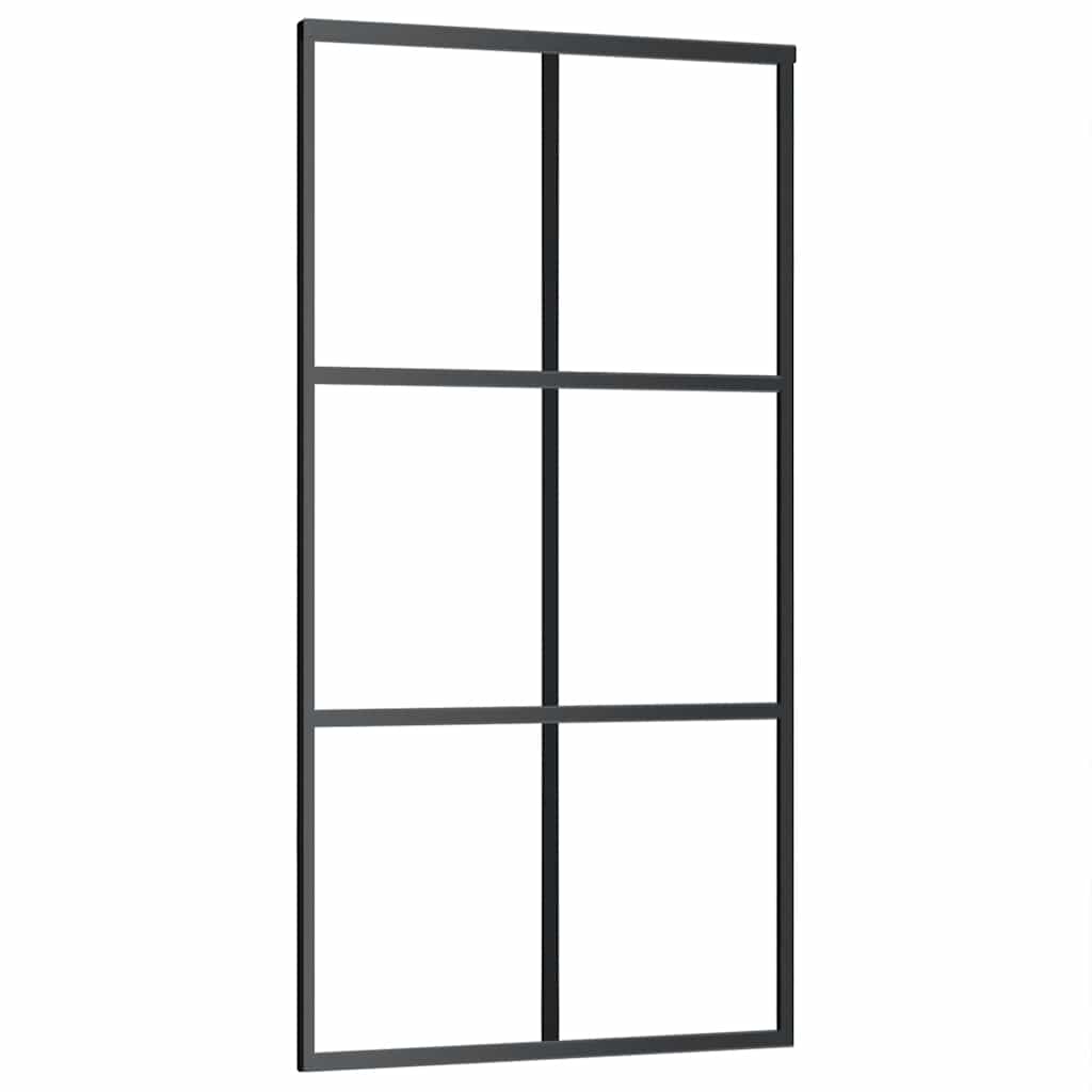 Ușă glisantă cu set de feronerie neagră 102x205 cm Sticlă ESG