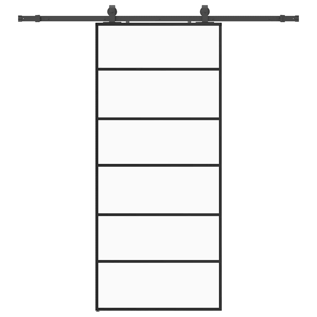 Ușă glisantă cu set de feronerie neagră 90x205 cm Sticlă ESG