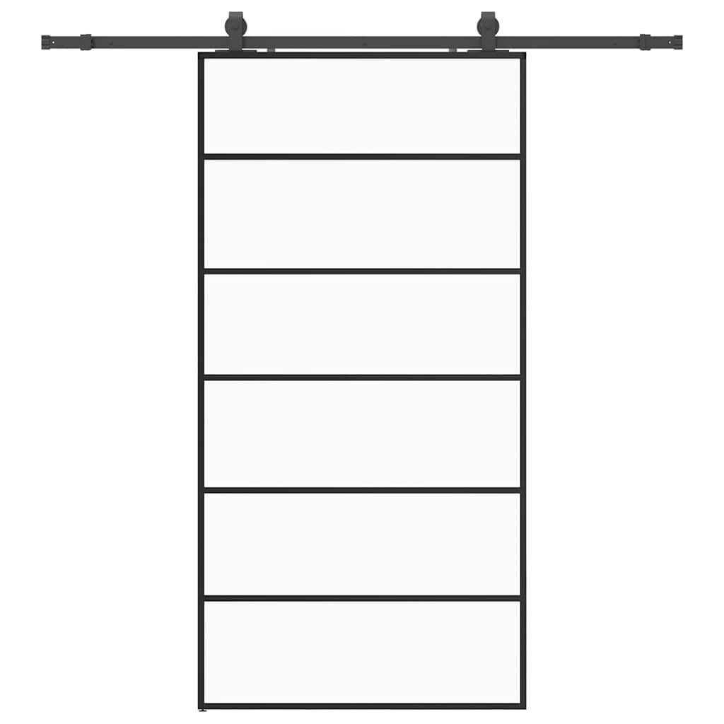 Ușă glisantă cu set de feronerie neagră 102x205 cm Sticlă ESG