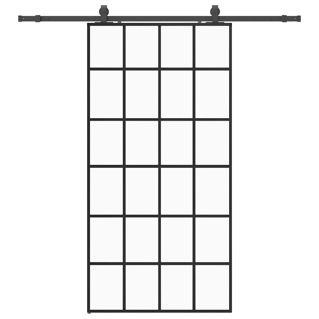 Ușă glisantă cu set de feronerie neagră 102x205 cm Sticlă ESG