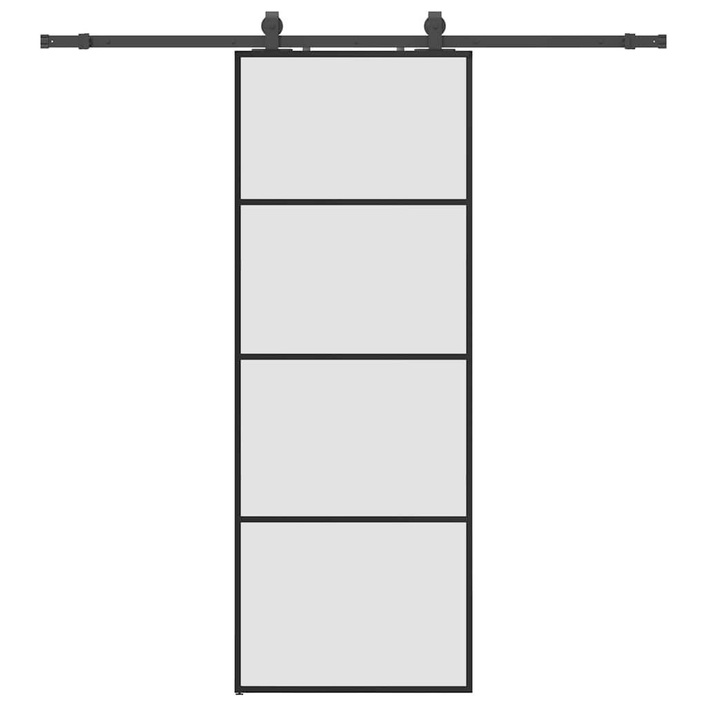 Ușă glisantă cu set de feronerie neagră 76x205 cm Sticlă ESG