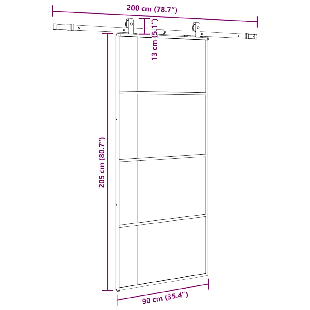 Ușă glisantă cu set de feronerie neagră 90x205 cm Sticlă ESG