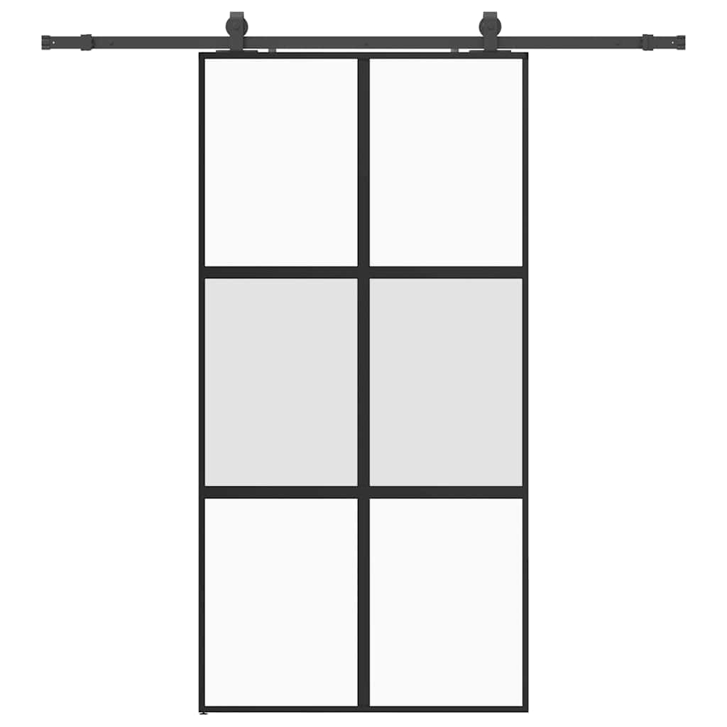 Ușă glisantă cu set de feronerie neagră sticlă securizată