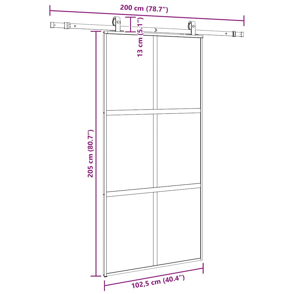 Ușă glisantă cu set de feronerie neagră sticlă securizată