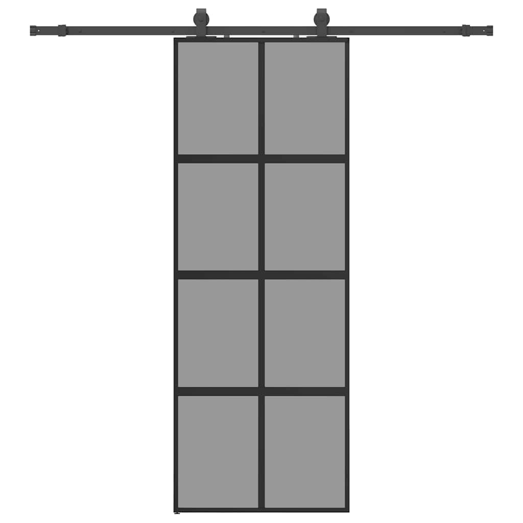 Ușă glisantă cu set feronerie neagră 76x205cm sticlă securizată