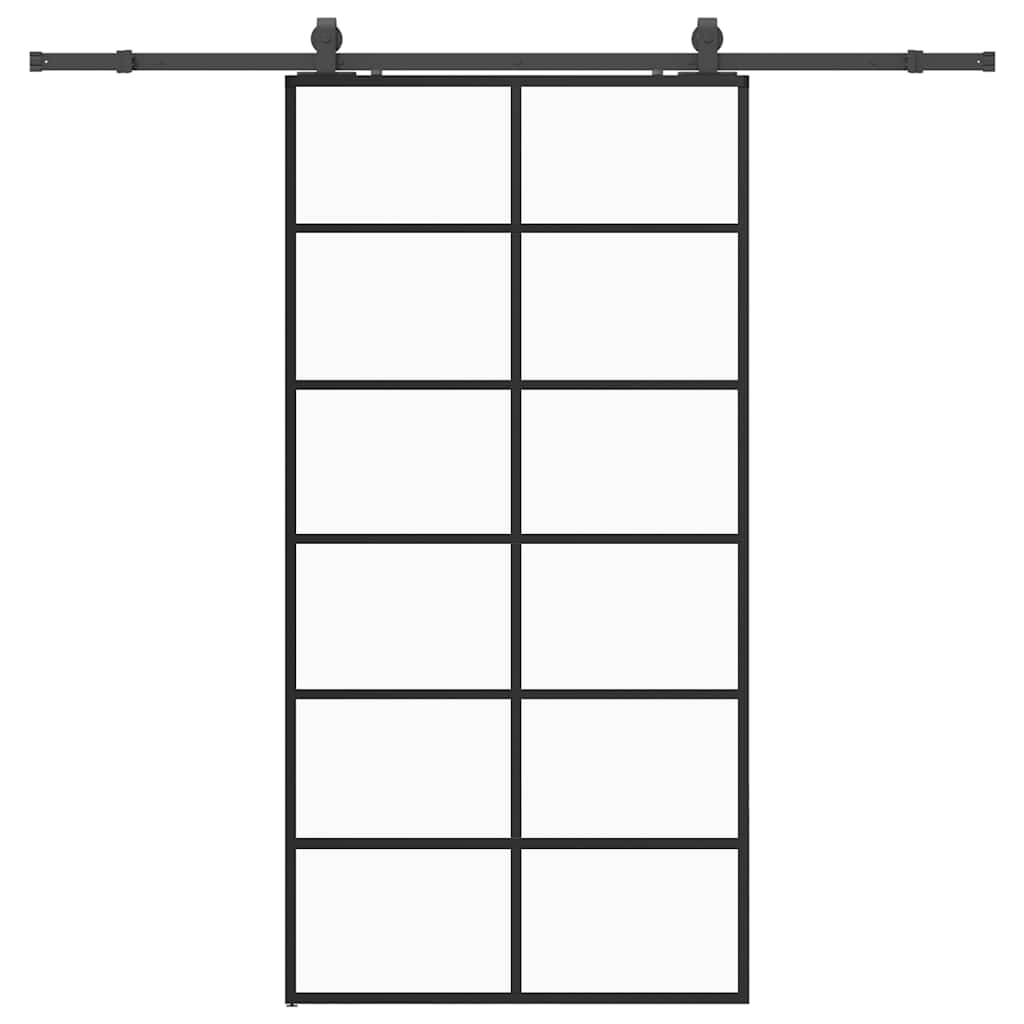 Ușă glisantă cu set de feronerie neagră 90x205 cm Sticlă ESG