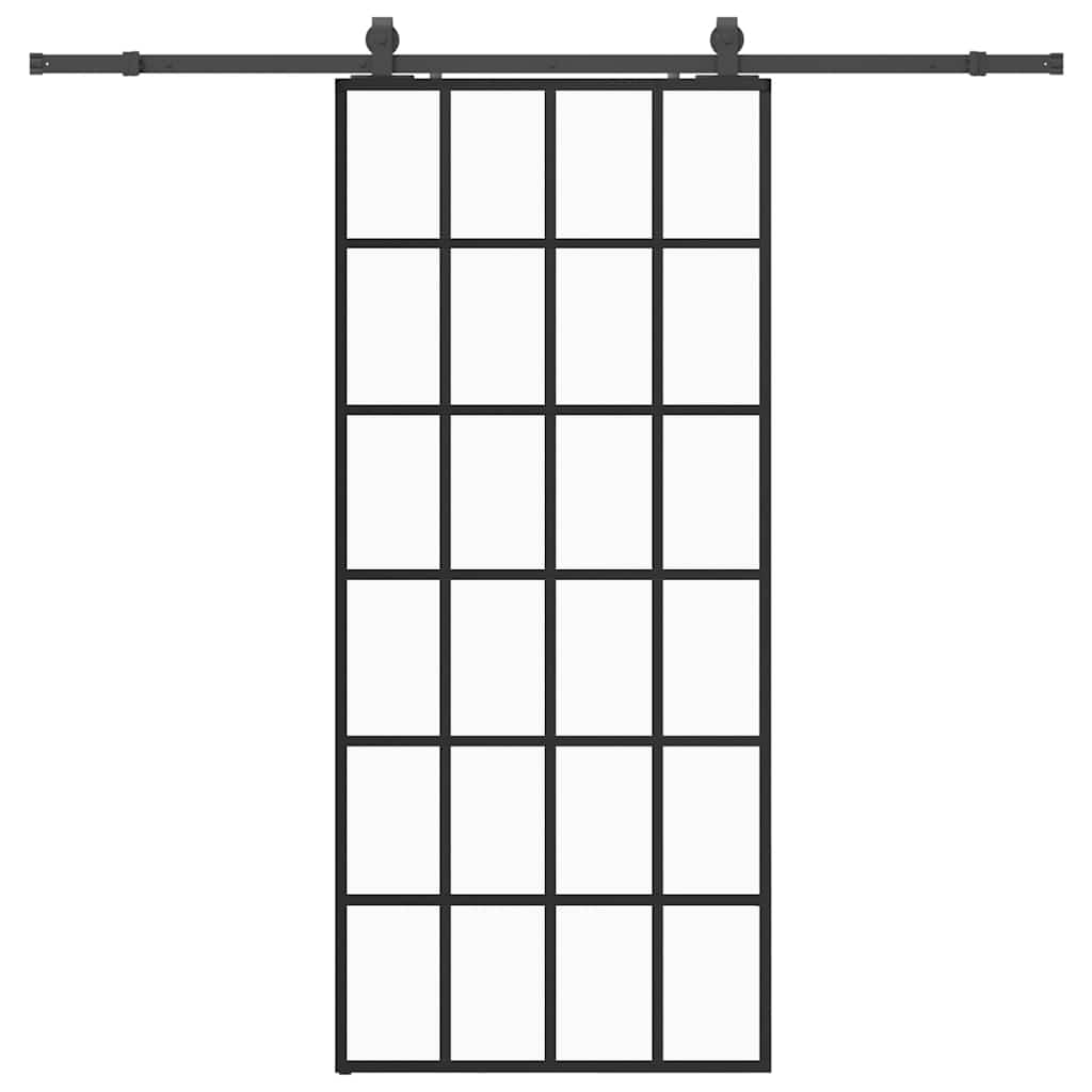 Ușă glisantă cu set de feronerie neagră 90x205 cm Sticlă ESG