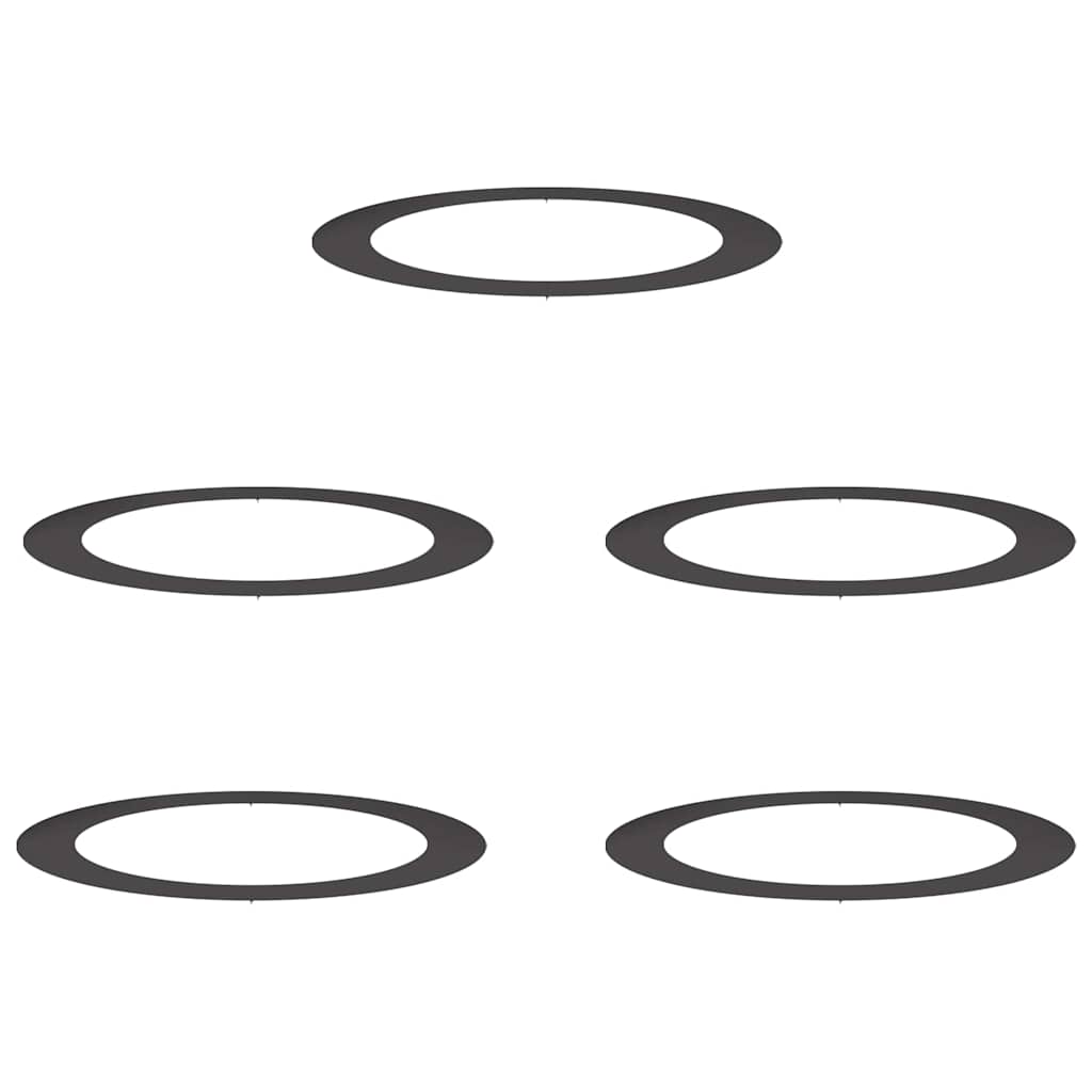 potrivit pentru inele de copac plat 5 pcs Negru Ø90 / 120 cm Oțel