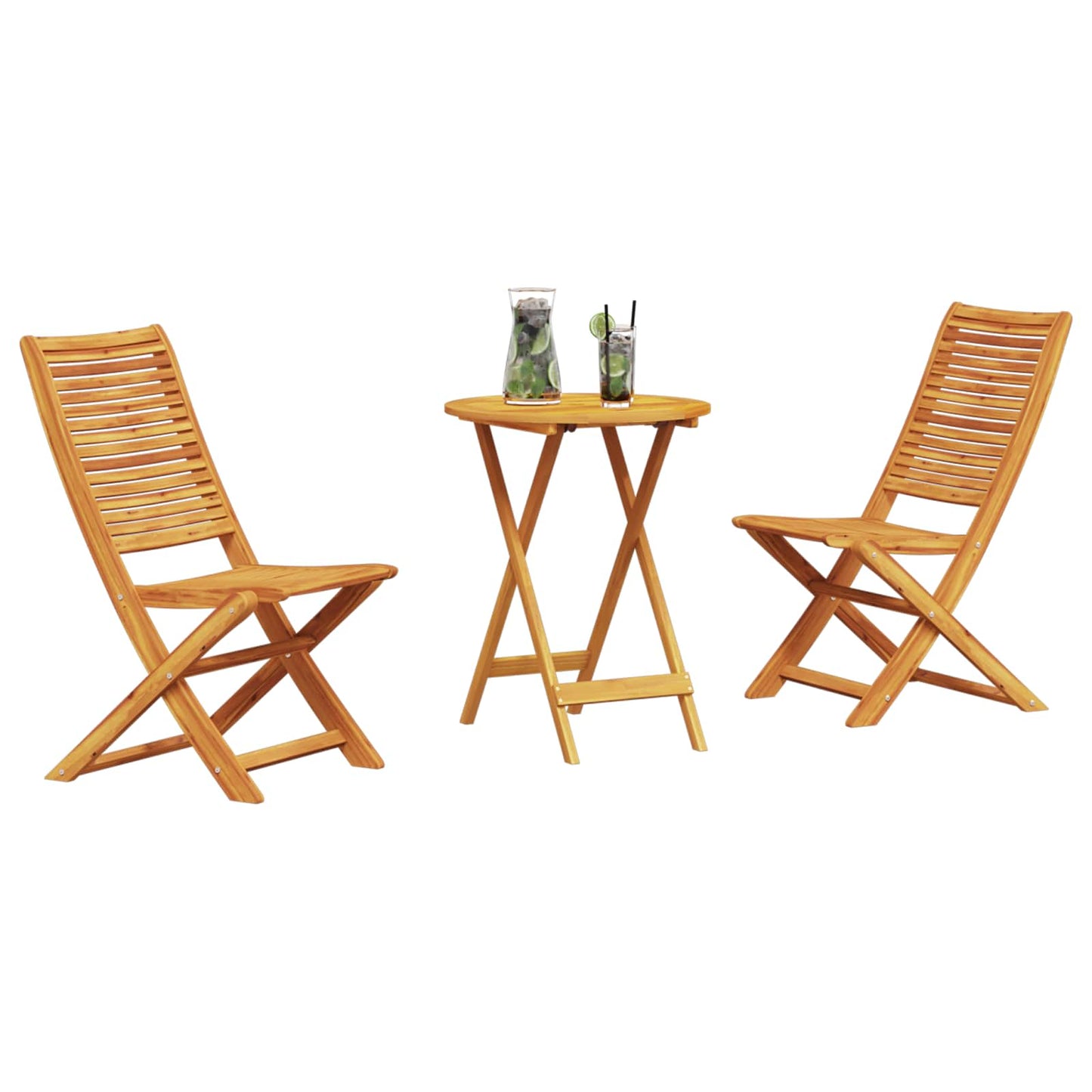 Set Bistro Pliabil 3 pcs Maro Lemn Solid de Acacia