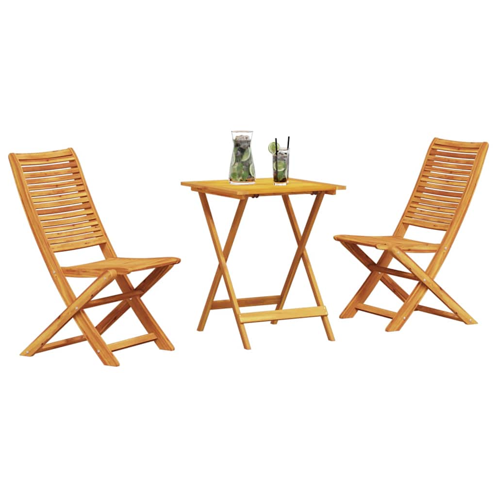 Set Bistro Pliabil 3 pcs Maro Lemn Solid de Acacia