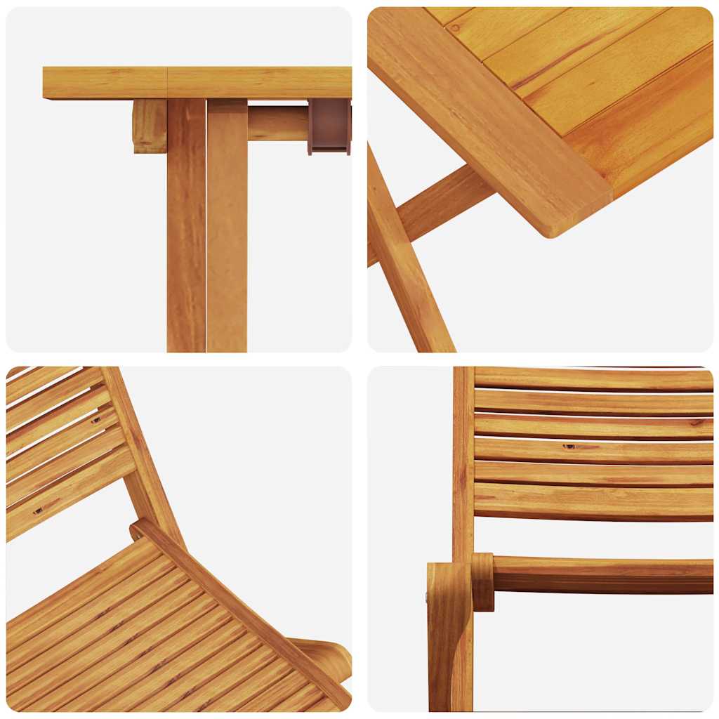 Set Bistro Pliabil 3 pcs Maro Lemn Solid de Acacia