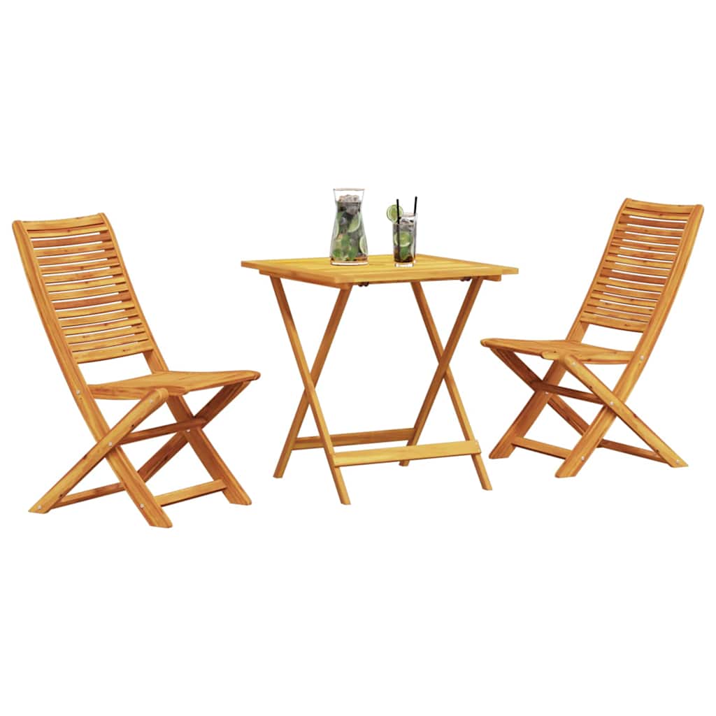 Set Bistro Pliabil 3 pcs Maro Lemn Solid de Acacia