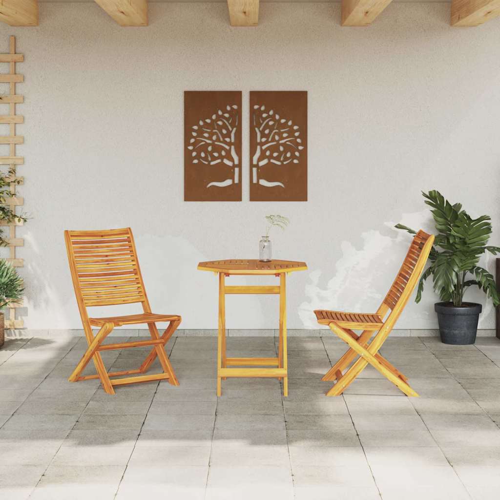 Set Bistro Pliabil 3 pcs Maro Lemn Solid de Acacia