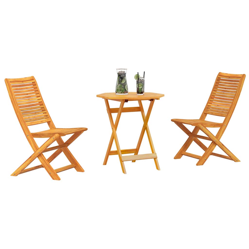 Set Bistro Pliabil 3 pcs Maro Lemn Solid de Acacia