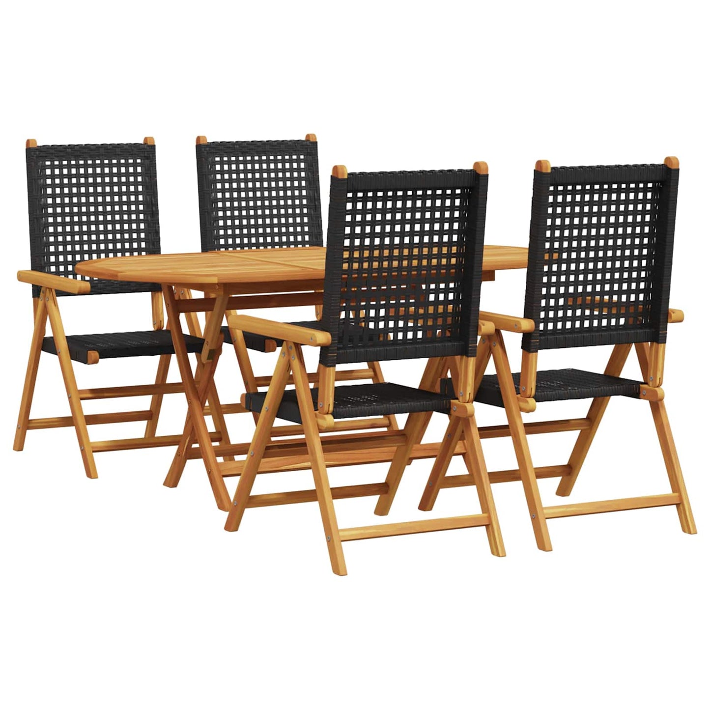 Set de masă pentru grădină 5 pcs Negru Lemn Solid de Acacia