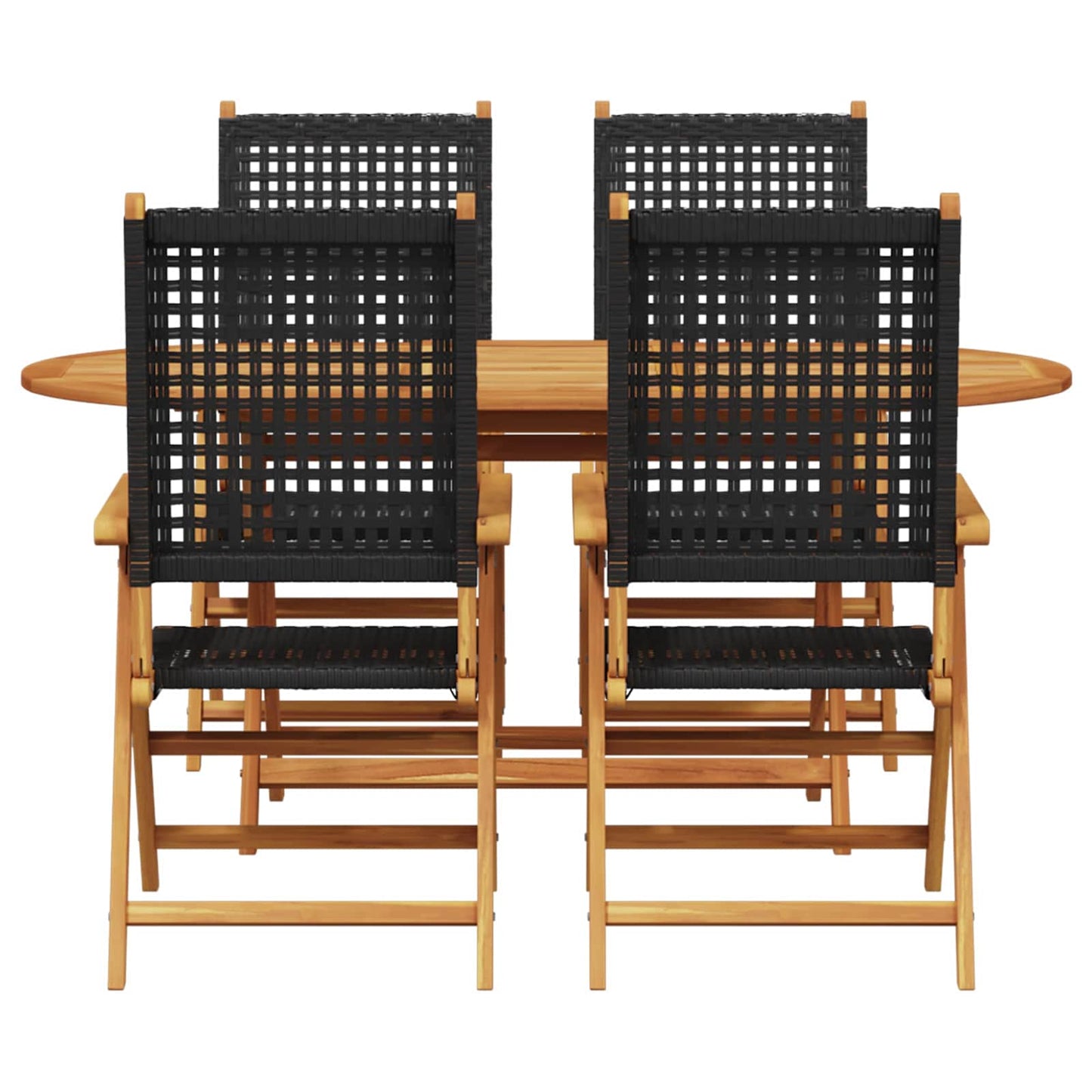 Set de masă pentru grădină 5 pcs Negru Lemn Solid de Acacia