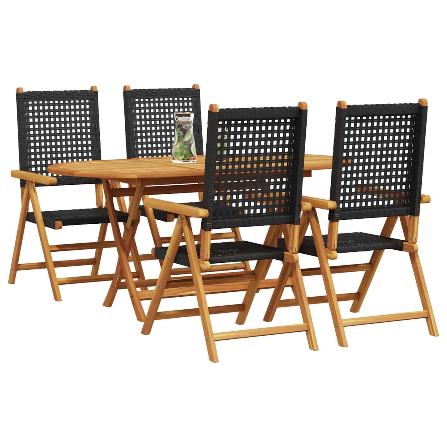 Set de masă pentru grădină 5 pcs Negru Lemn Solid de Acacia