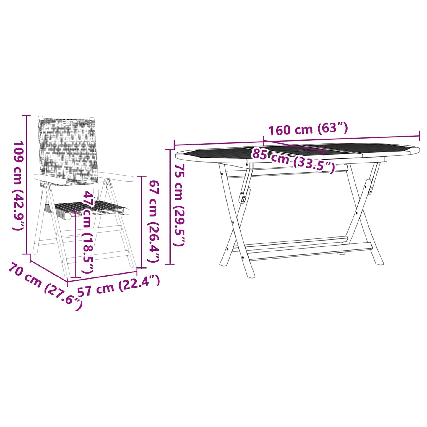Set de masă pentru grădină 5 pcs Negru Lemn Solid de Acacia