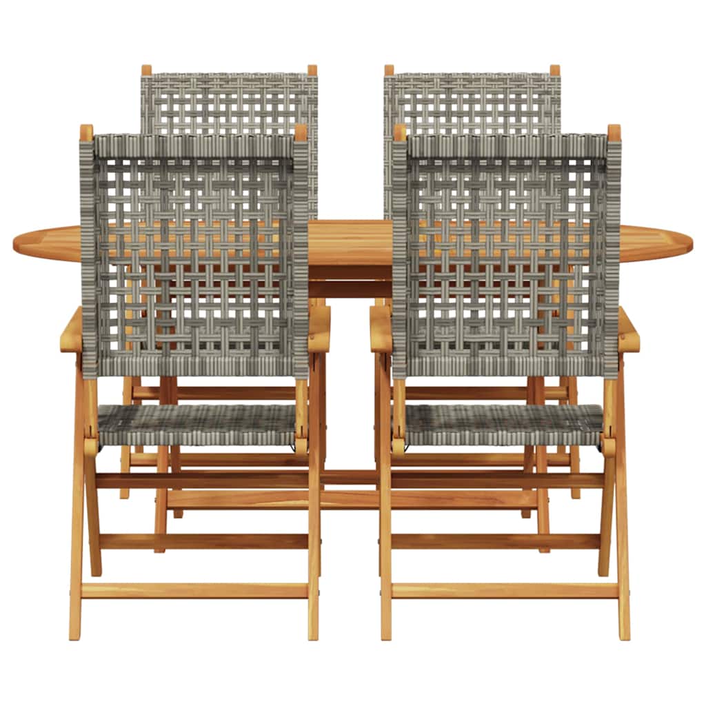 Set de masă pentru grădină 5 pcs Gri Lemn Solid de Acacia