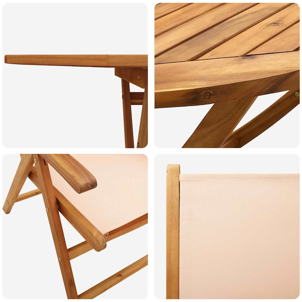 Set de masă pentru grădină 5 pcs Bej Lemn Solid de Acacia