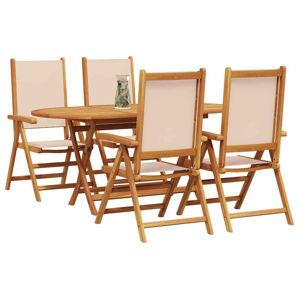 Set de masă pentru grădină 5 pcs Bej Lemn Solid de Acacia