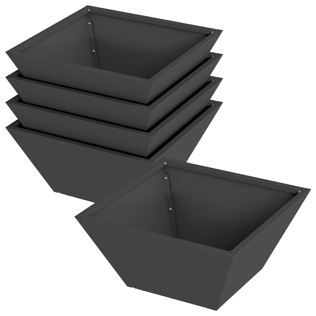 Vază pentru Grădină 5 pcs Negru 35 x 35 x 15 cm